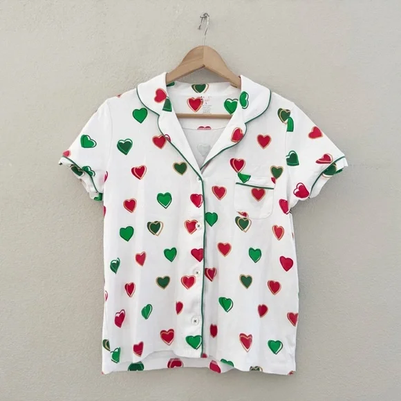 Roller Rabbit Big Holiday Hearts Pajama Short Set Large Green Red Pima Cotton - Picture 5 of 8
